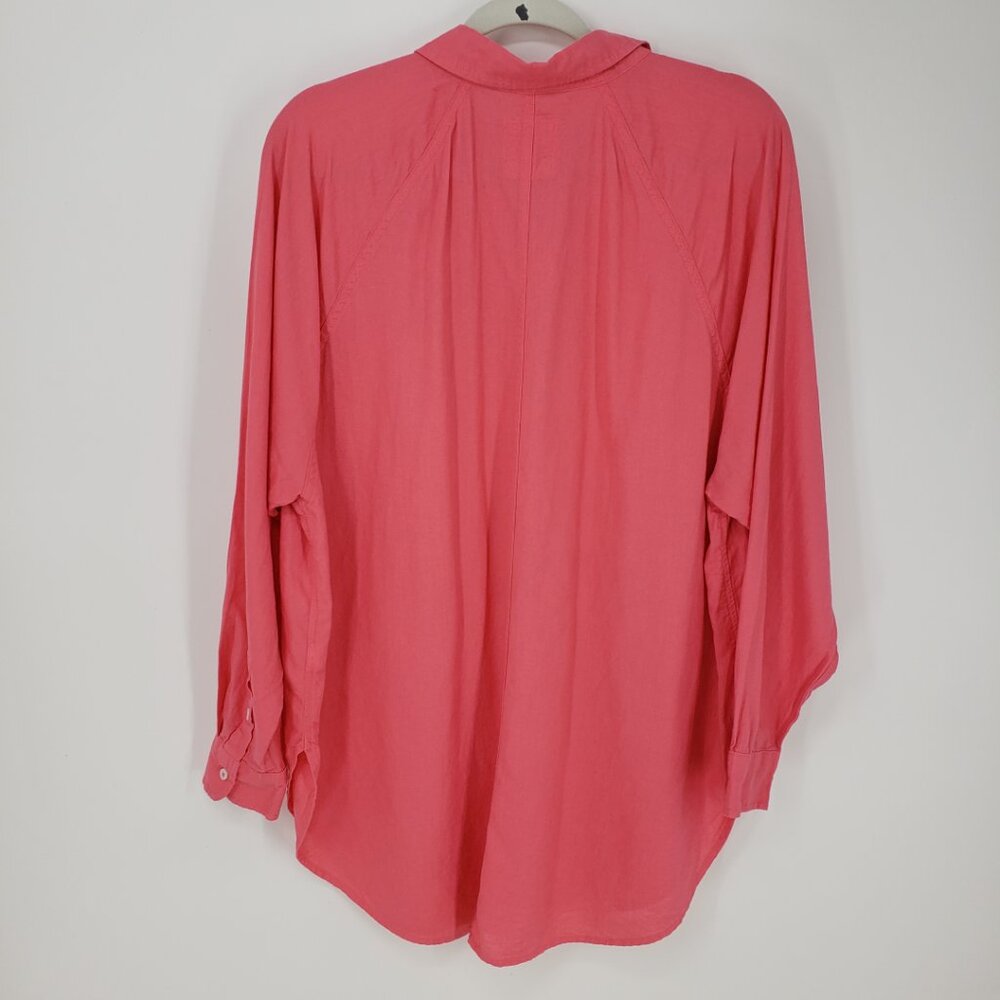 Aerie Oversized Linen Button Down Shirt Top - Picture 2 of 9